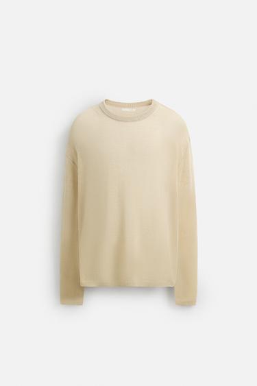 RELAXED FIT SEMI-SHEER SWEATER - Light beige by Zara