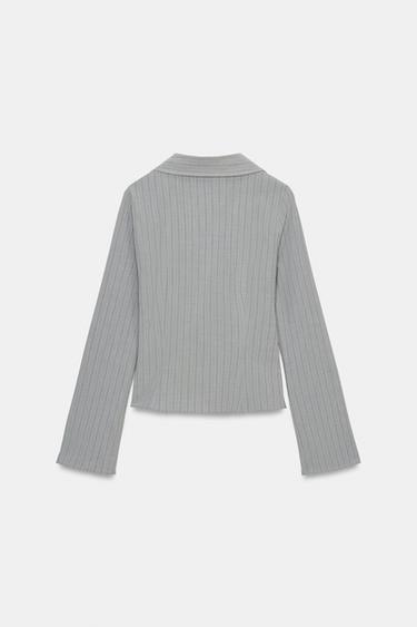 STRIPED SHIRT WITH BOWS - Grey marl by Zara - Image 6
