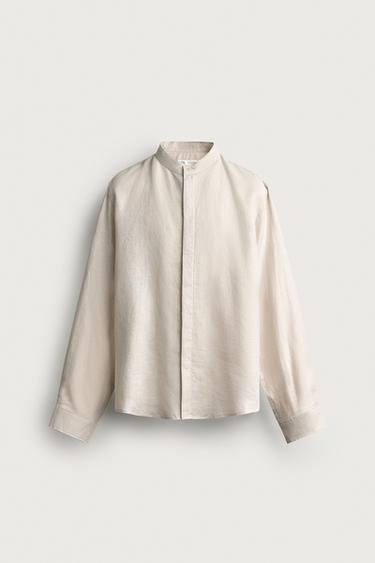 100% 린넨 릴렉스핏 셔츠 - Zara 라이트 베이지