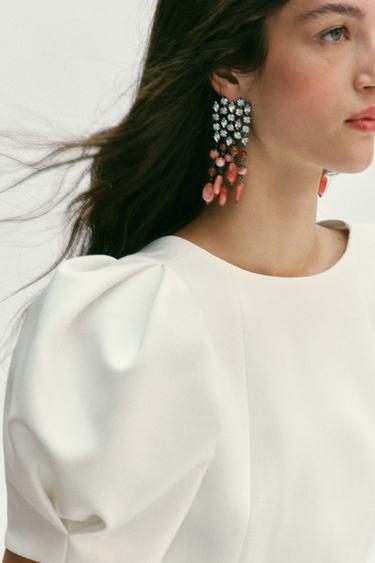 BOUCLES D'OREILLES CASCADE BIJOUX PIERRES - Rose de Zara - Image 1