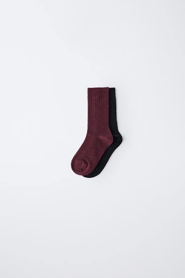 TWO-PACK OF WOOL SOCKS - Burgundy by Zara - Image 0
