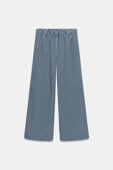 PANTALÓN WIDE LEG RAYAS ZW COLLECTION - Azul de Zara