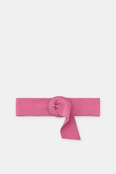 РЕМЕНЬ ИЗ 100% ЗАМШИ С ОБТЯНУТОЙ ПРЯЖКОЙ — РОЗОВЫЙ от Zara