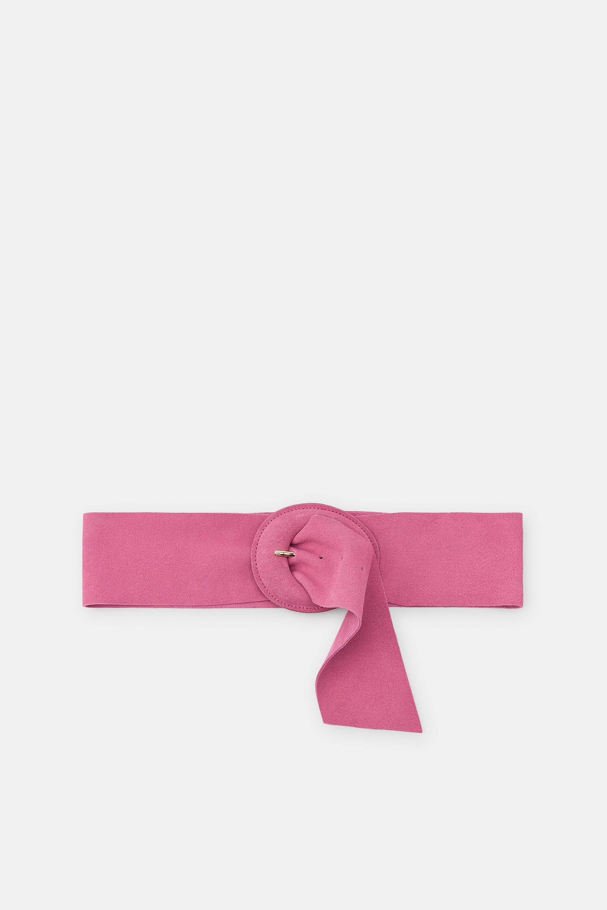 100% SUEDE LEATHER BELT WITH COVERED BUCKLE