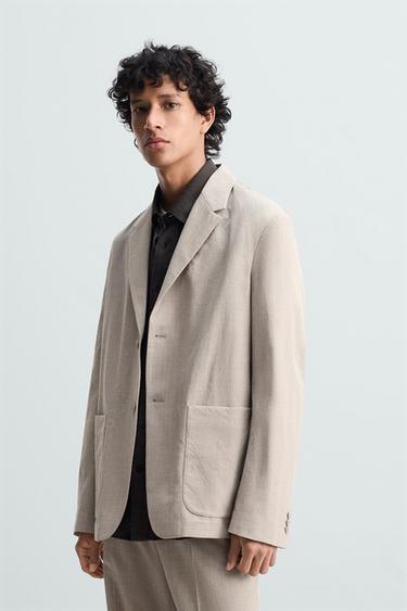 100% WOOL SUIT BLAZER - Beige by Zara