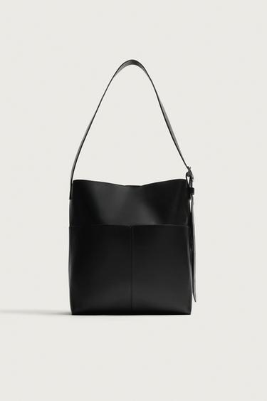 Zara 素色托特包 - 黑色
