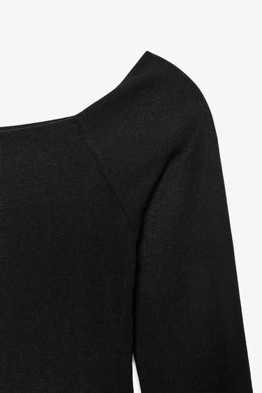 Zara BOATNECK T-SHIRT - Black