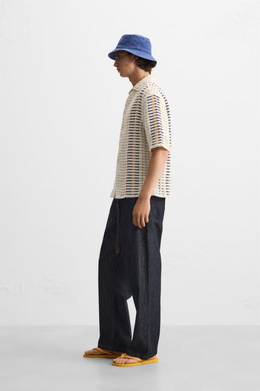 CHEMISE CROCHET RAYURES - Écru de Zara - Image 4