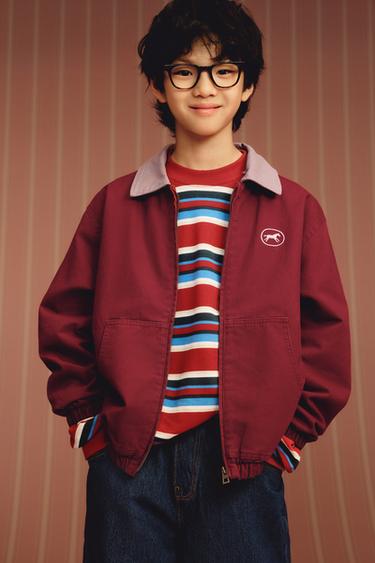 Zara 馬匹印花飛行員外套 - 紅色