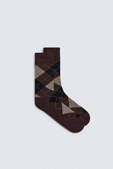 ЖҮН ҚОСПАСЫ БАР РОМБТЫ ШҰЛЫҚТАР - Қоңыр Zara компаниясынан