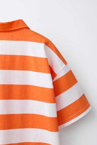 POLO RAYURES BRODERIE - Orange vif de Zara - Image 3
