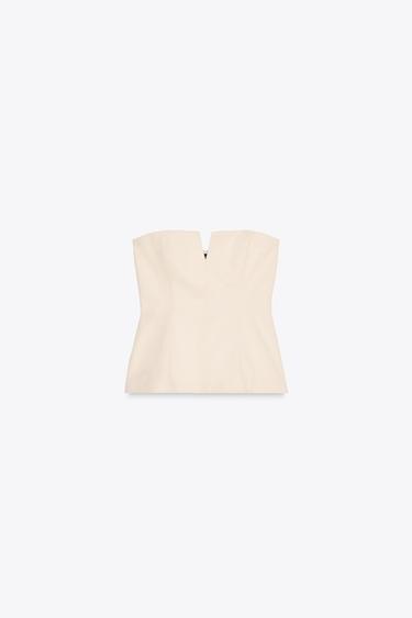 STRAPLESS TOP - Beige by Zara
