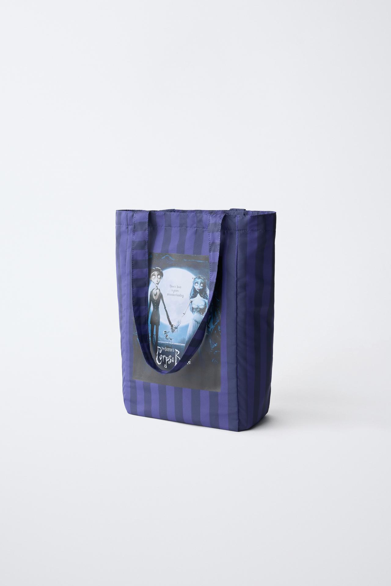 CORPSE BRIDE© STRIPED TOTE BAG — Blue