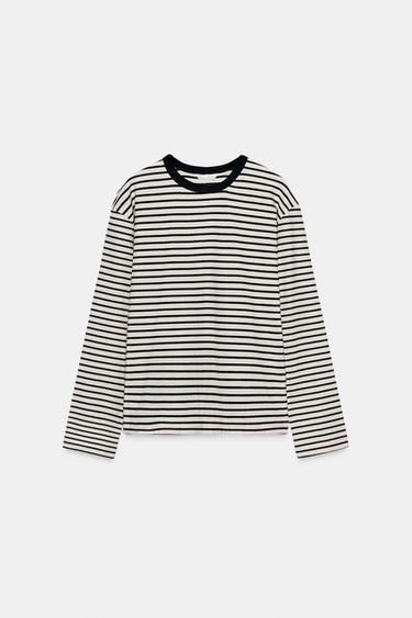 Zara LONG SLEEVE STRIPED T-SHIRT - striped