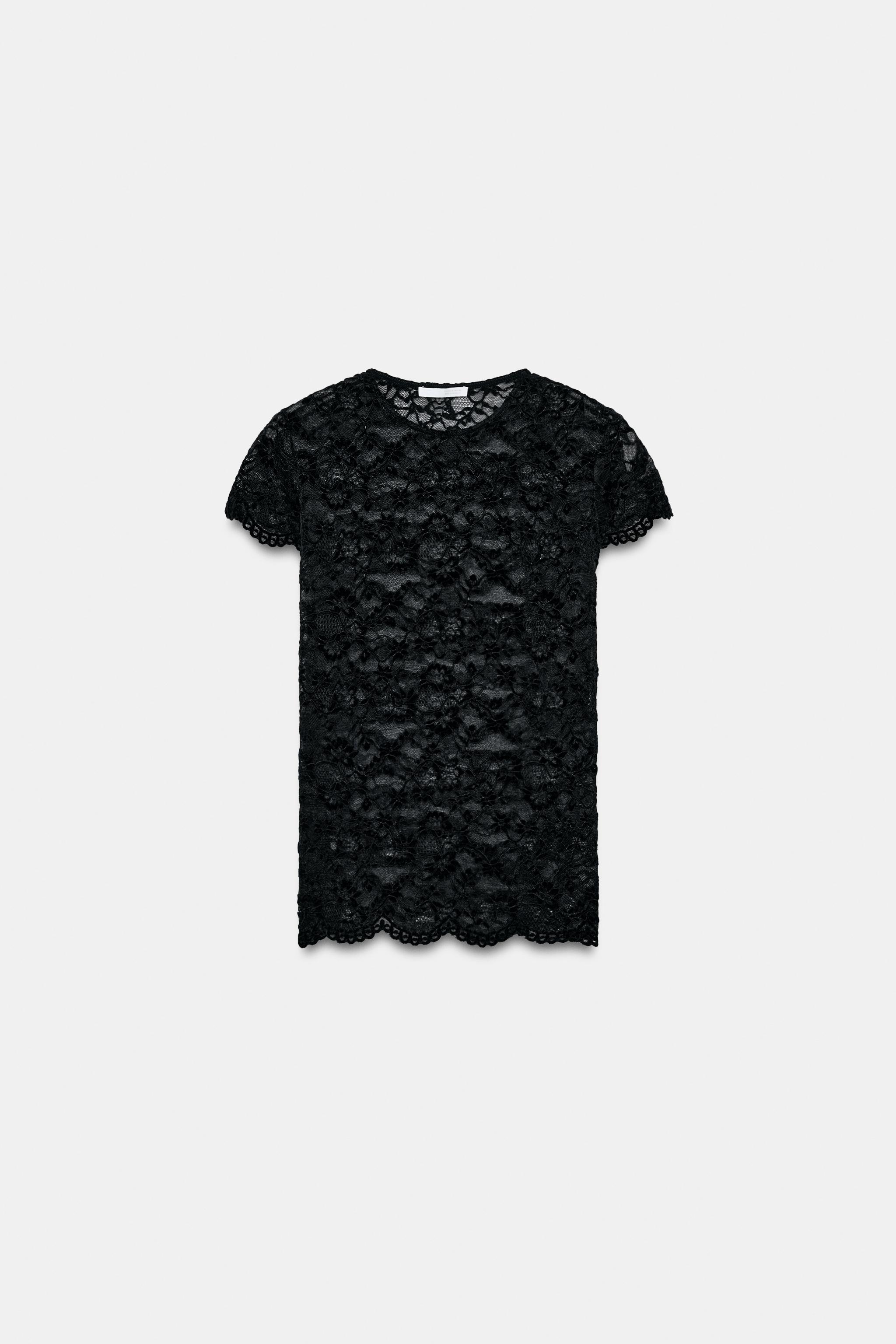 DANTELLİ KISA KOLLU T-SHIRT - Görsel 4