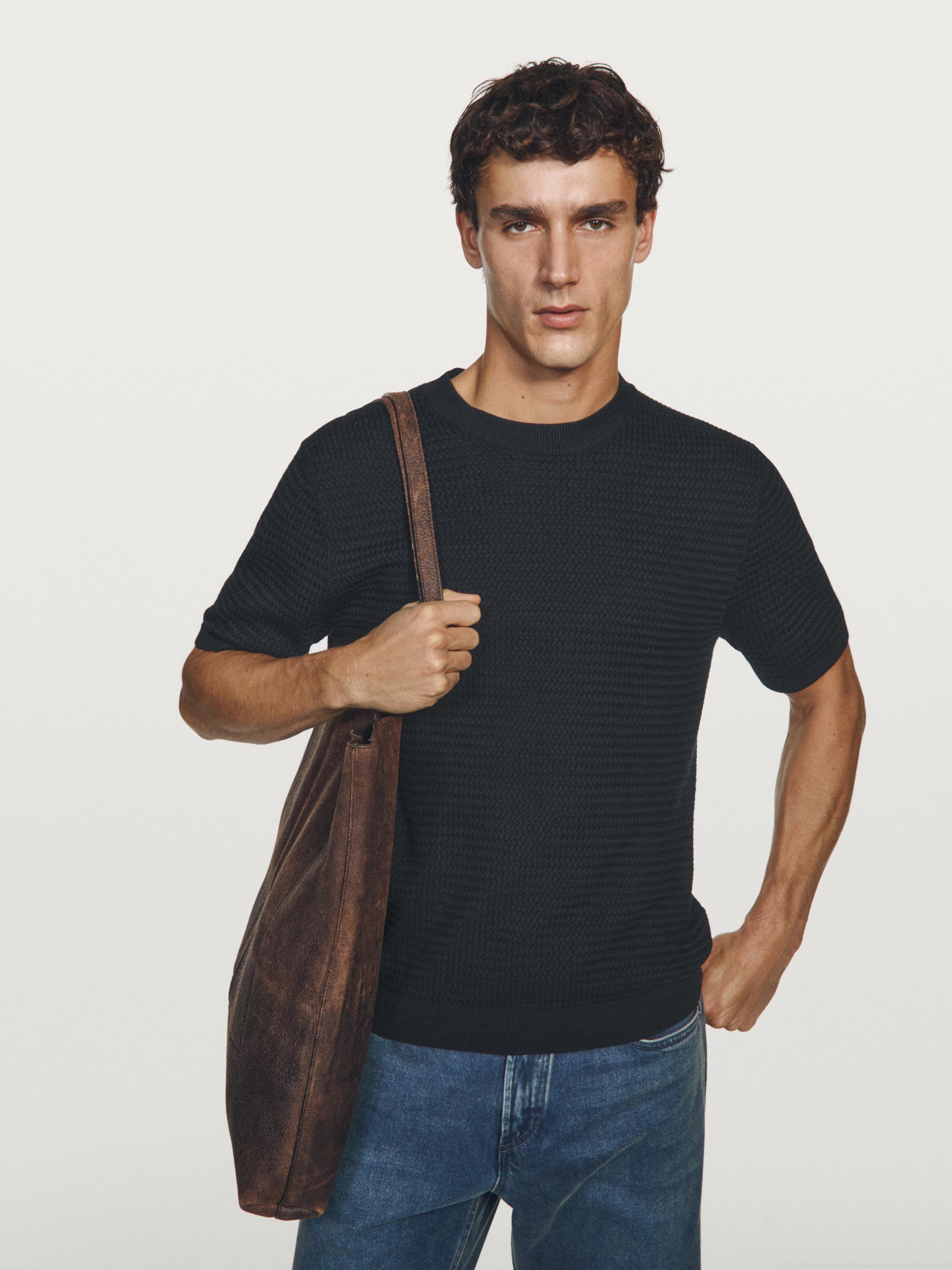 T-shirt en maille texturée à manches courtes
