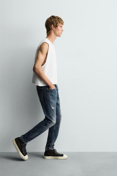 RIPPED SKINNY FIT JEANS - Blue by Zara - Image 5