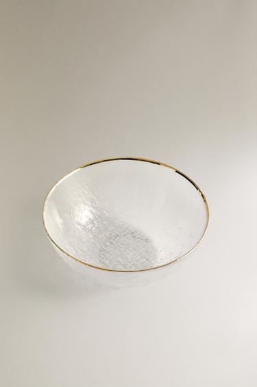 RAISED GLASS BOWL WITH GOLD RIM - Transparent by Zara - Image 1