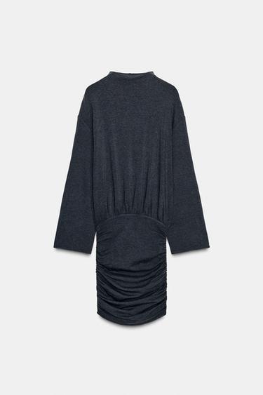 Zara SOFT DRAPED DRESS - Dark anthracite