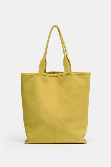 SUEDE TOTE BAG - Light Yellow by Zara