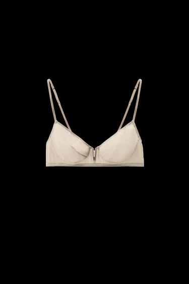 SILK BRALETTE WITH METAL DETAIL - Beige by Zara - Image 0