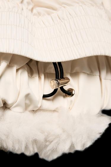 CROPPED FAUX SHEARLING COAT HEIQ XREFLEX™ RECCO® TECHNOLOGY SKI COLLECTION - Ecru / Brown by Zara