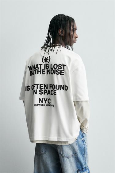 T-SHIRT IMPRIMÉS EFFET GOMMÉ - Blanc cassé de Zara - Image 2