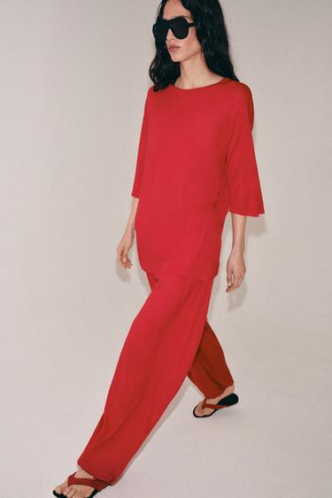 OVERSIZE KNIT TOP - Red by Zara