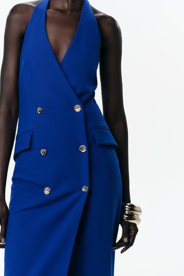 ROBE MI-LONGUE TUBE CROISÉE - Bleu roi de Zara - Image 1