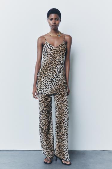 Zaras LEOPARDMÖNSTRAD BYXA ZW COLLECTION - Leopard/rostad