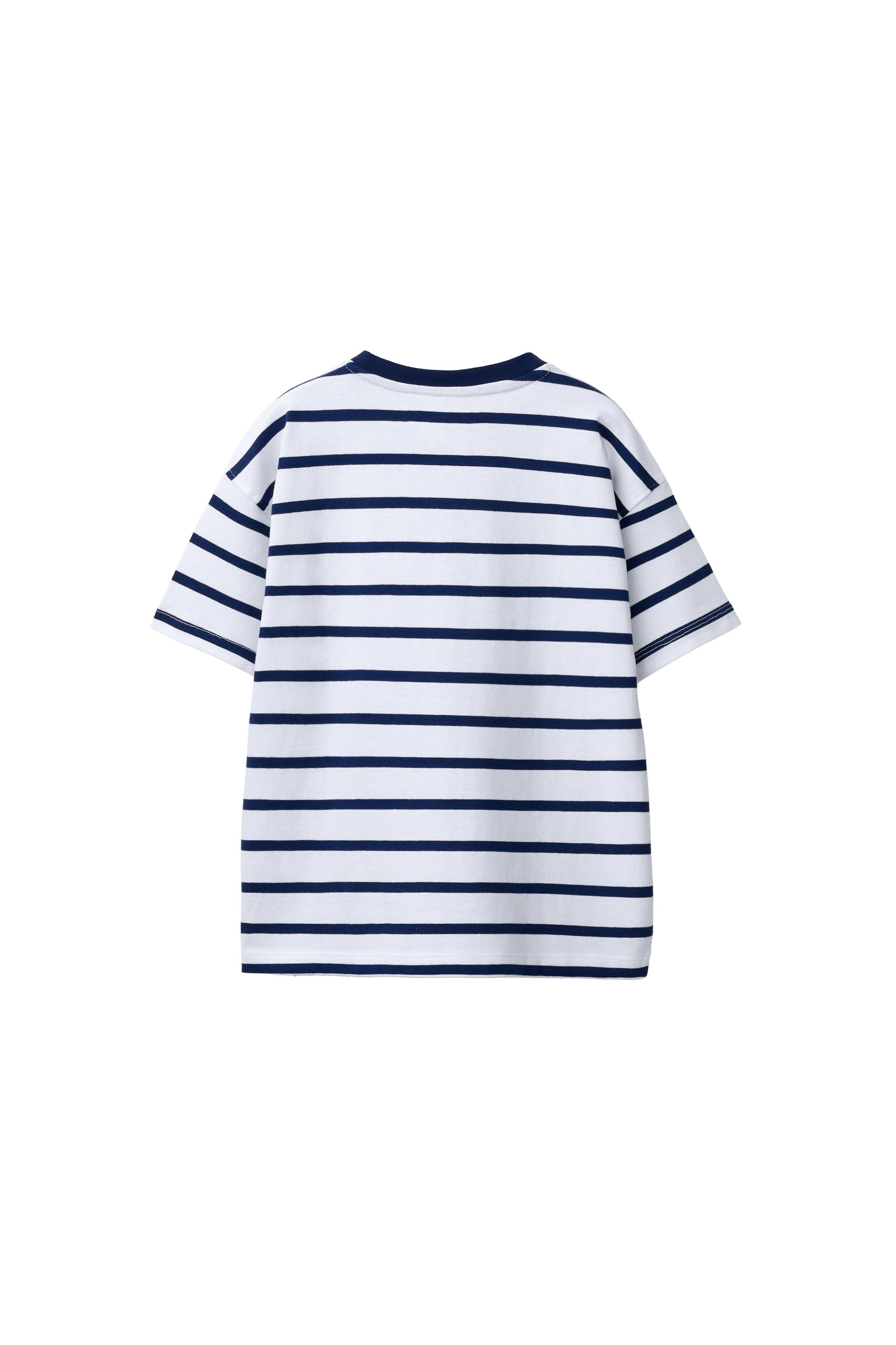 HEAVYWEIGHT STRIPED TEXT T-SHIRT