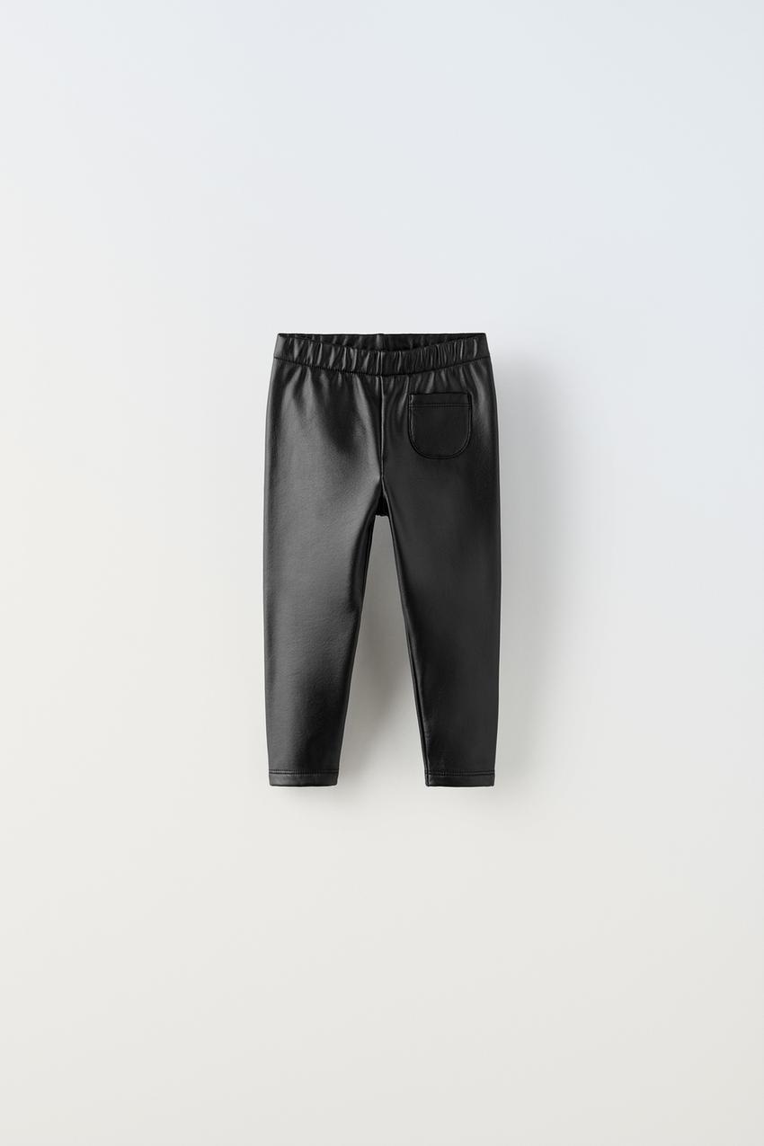 Zara, Pants & Jumpsuits, Nwt Zara Hirise Faux Leather Leggings With Side  Zip Hem Black Womens Size S