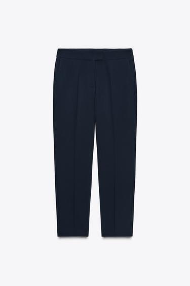 HIGH-WAIST SLIM TROUSERS - Navy blue by Zara