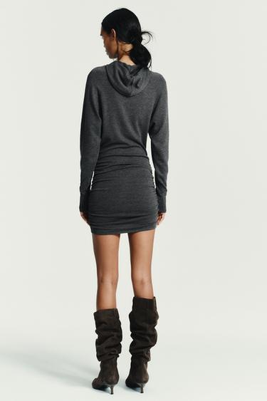 HOODIE KNIT MINI DRESS - Anthracite grey by Zara - Image 4