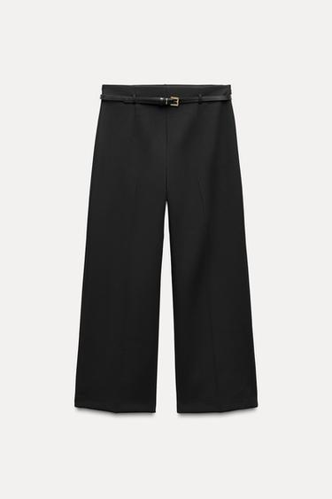 Zara ZW COLLECTION CULOTTE PANTS WITH BELT - Black