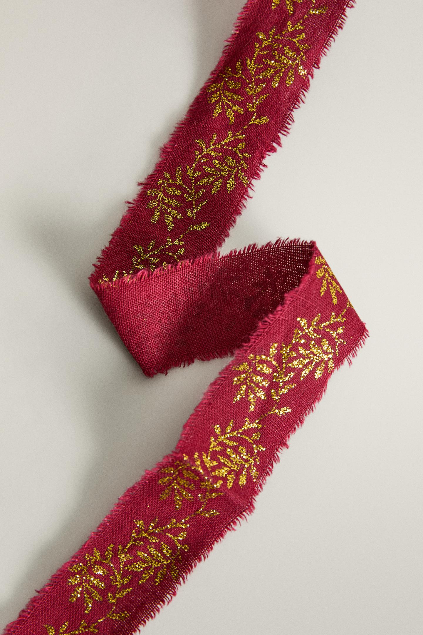 Zara Cotton Christmas Branches Gift Ribbon, цвет: Красный — фото 4