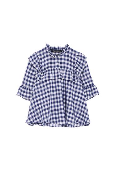 GINGHAM BLOUSE WITH RUFFLES