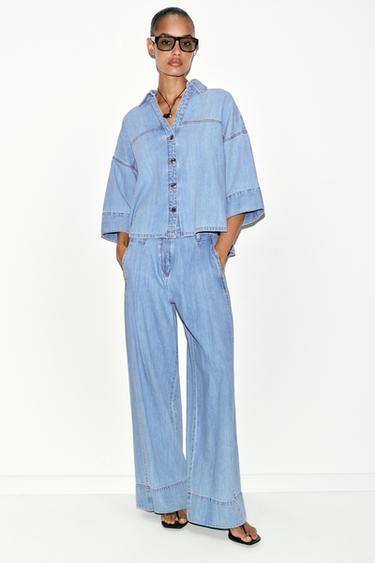 Z1975 WIDE SLEEVE DENIM SHIRT SET - Mid-blue by Zara