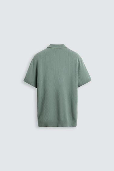 RIB KNIT POLO SHIRT - Blue green by Zara - Image 7