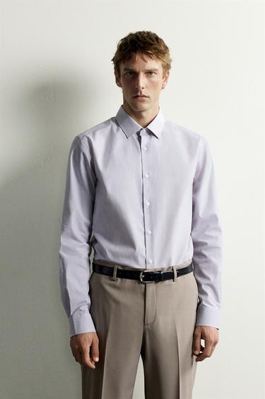 SLIM FIT STRIPED SHIRT - Beige by Zara