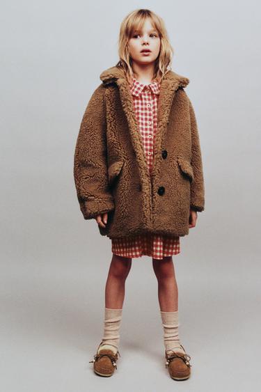 LIMITED EDITION LONG FAUX SHEARLING COAT - camel by Zara - Image 5