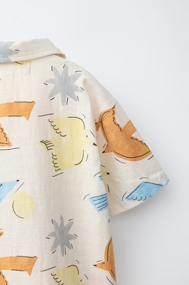 BIRD PRINT SHIRT - Light beige by Zara - Image 3