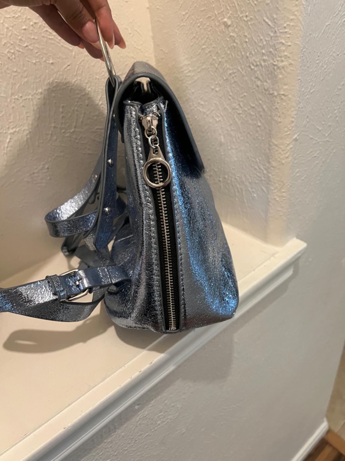 BABY BLUE SHINY METALLIC BACKPACK - Image 5