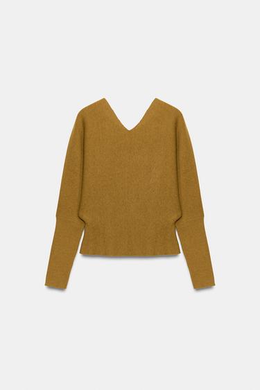V-NECK JUMPER - Olive green by Zara