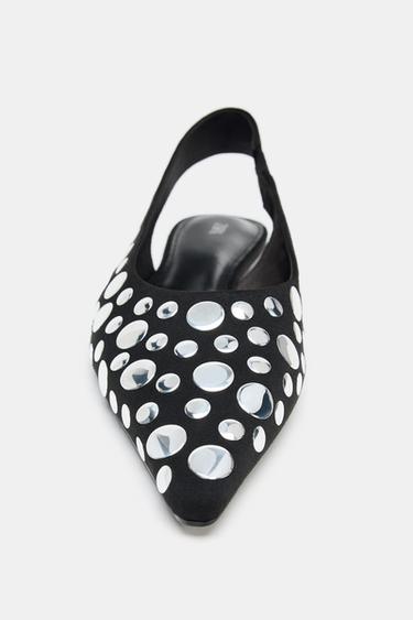 STUDDED SLINGBACK BALLET FLATS - Black by Zara - Image 3