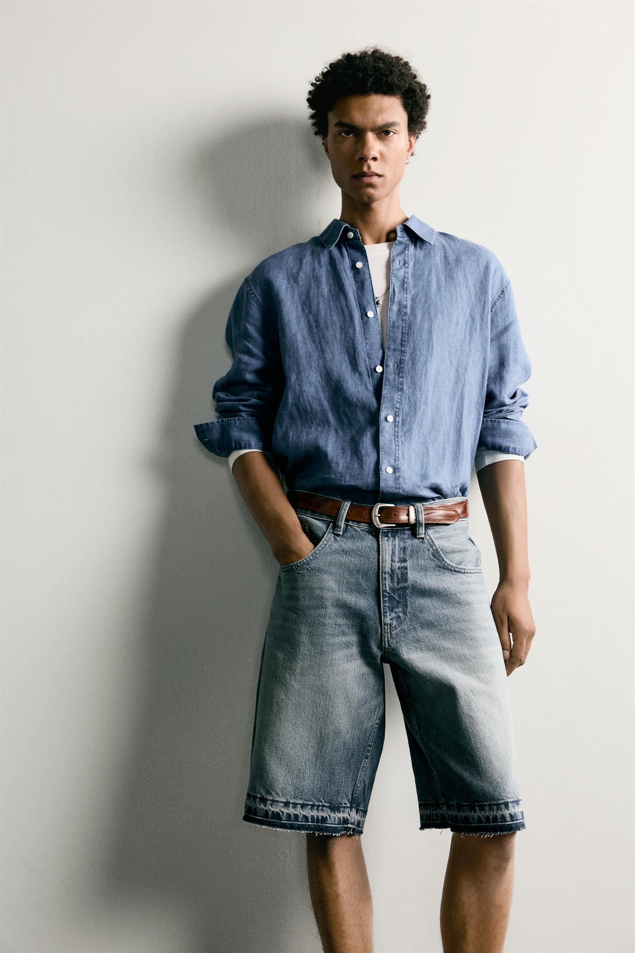 Мужские шорты Zara RELAXED FIT DENIM SHORTS — фото 6