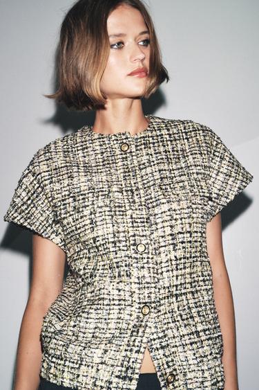 TEXTURED WAISTCOAT WITH BUTTONS ZW COLLECTION - Ecru by Zara