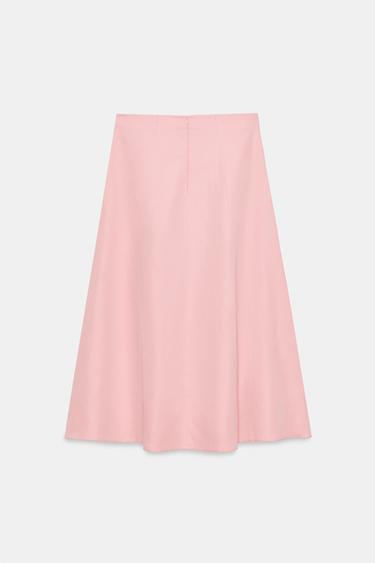JUPE MIDI FLUIDE ZW COLLECTION - Rose de Zara - Image 7