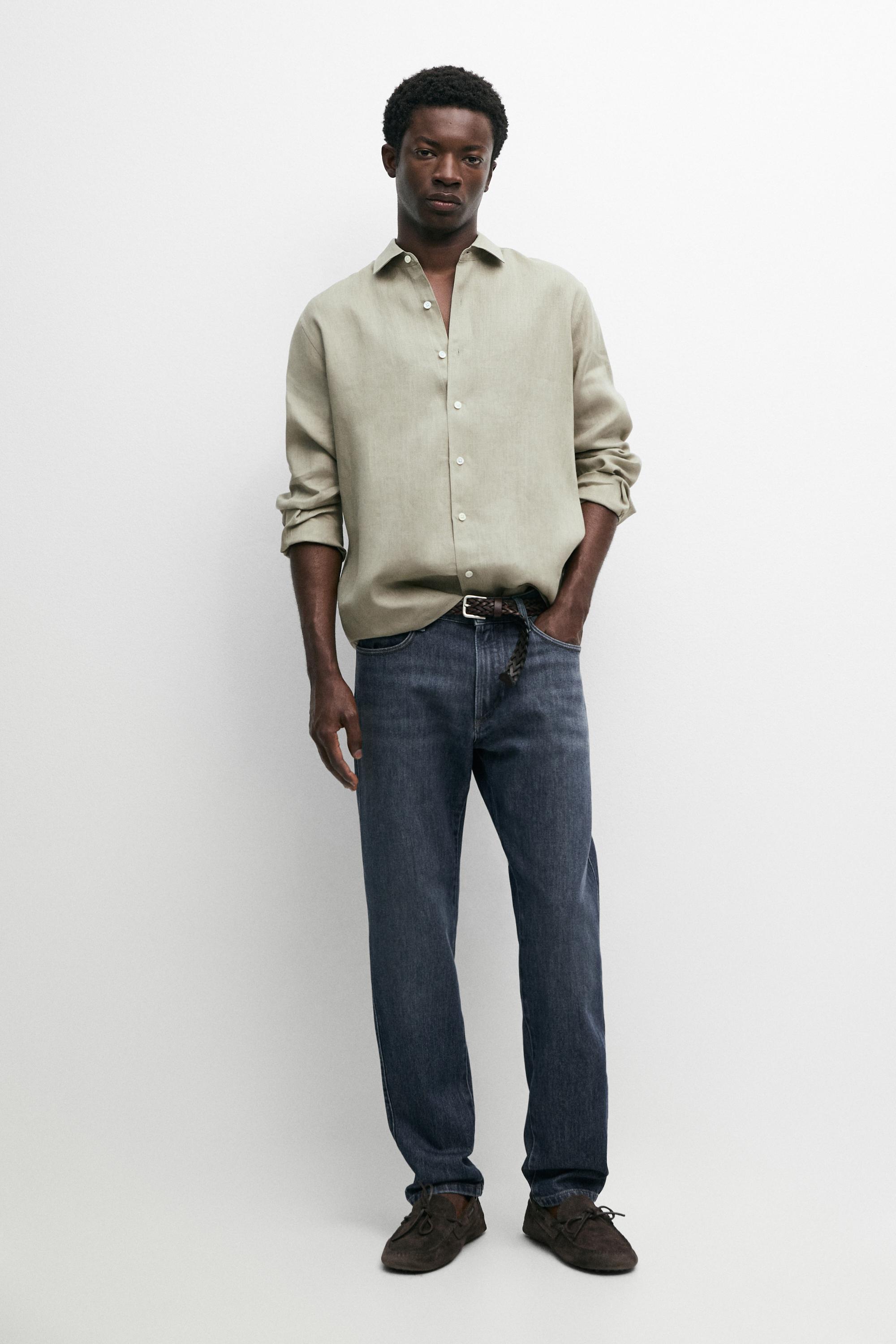Enzymatic tapered fit jeans — Bluish