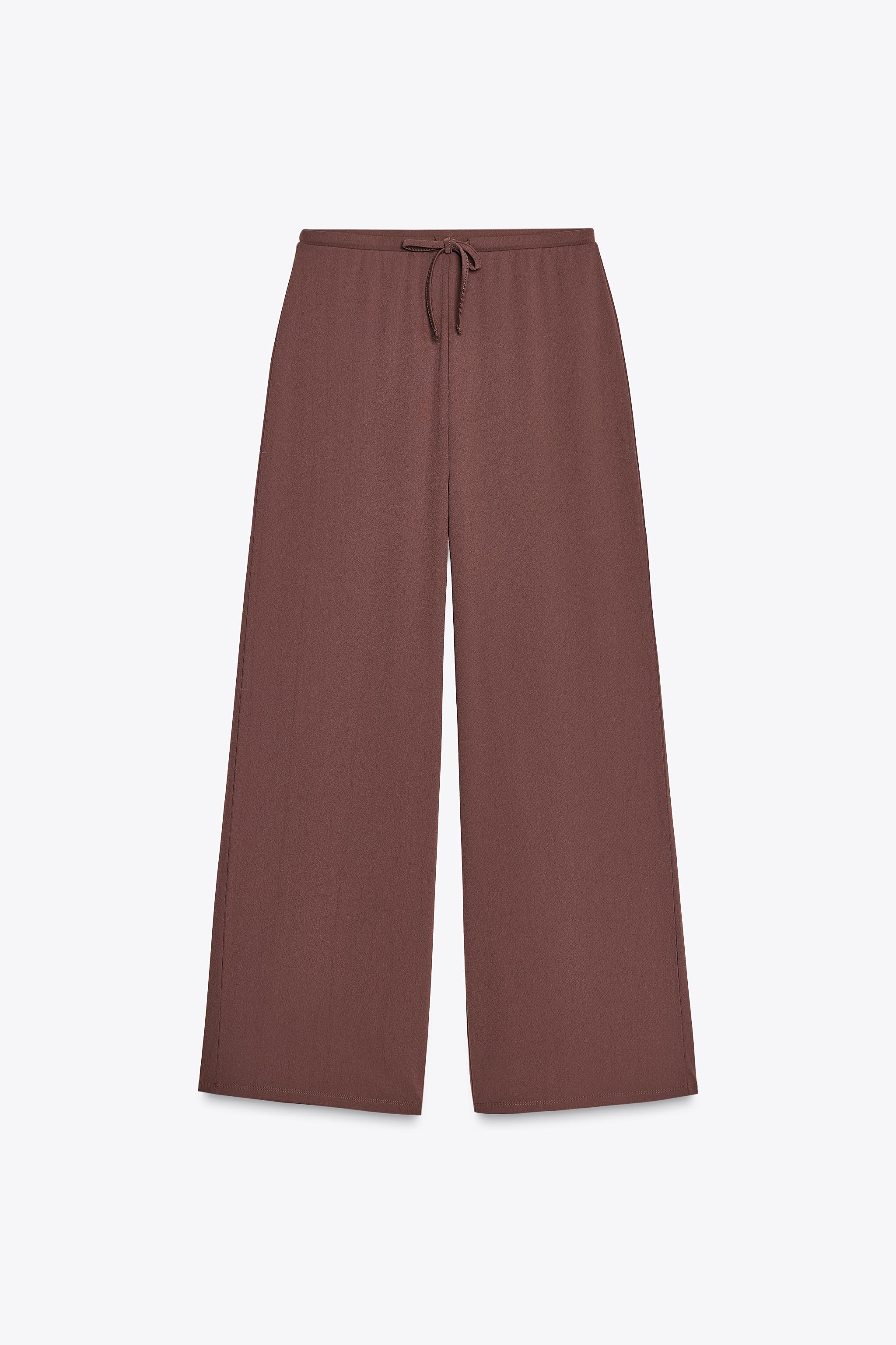 TEXTURED STRAIGHT LEG PANTS - Brown | ZARA United States